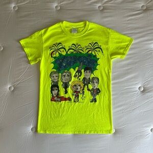 Vtg BLONDIE Band Oil Caricature 2013 Tour T-Shirt (S) Neon Green